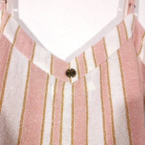 NWT Rip Curl Boho Palm Belted Jumpsuit Wide Leg Ankle Crop Medium Vintage Stripe - Picture 10 of 14